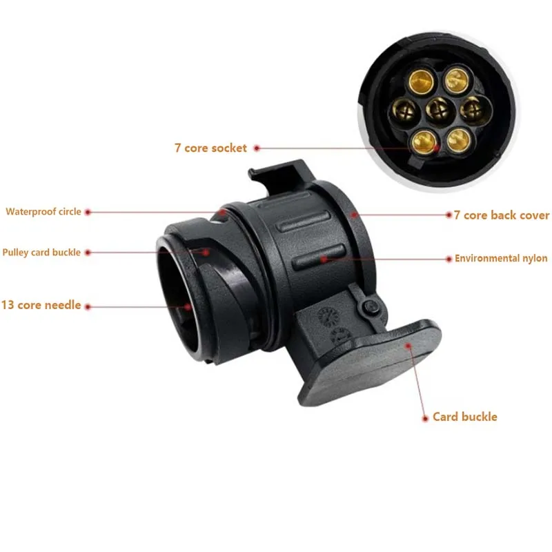 13 To 7 Pin Trailer Adapter Trailer Wiring Connector Socket Plug 12V Car Parts