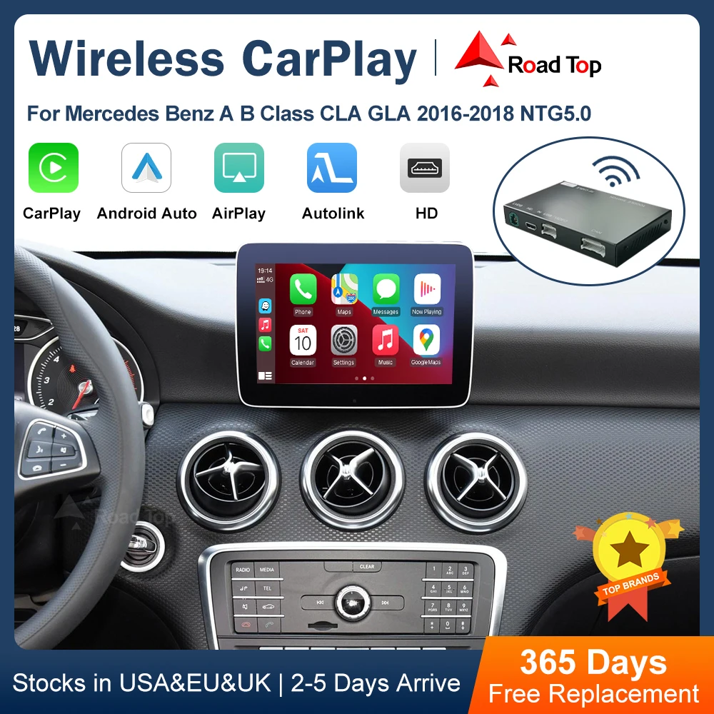 RoadTop Wireless CarPlay Android Auto for Mercedes Benz A CLA GLA C ...