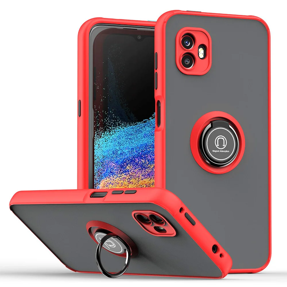 KEYSION Funda mate de moda para Samsung XCover 6 Pro Funda trasera transparente a prueba de golpes con soporte de anillo para Galaxy XCover_voghion.com