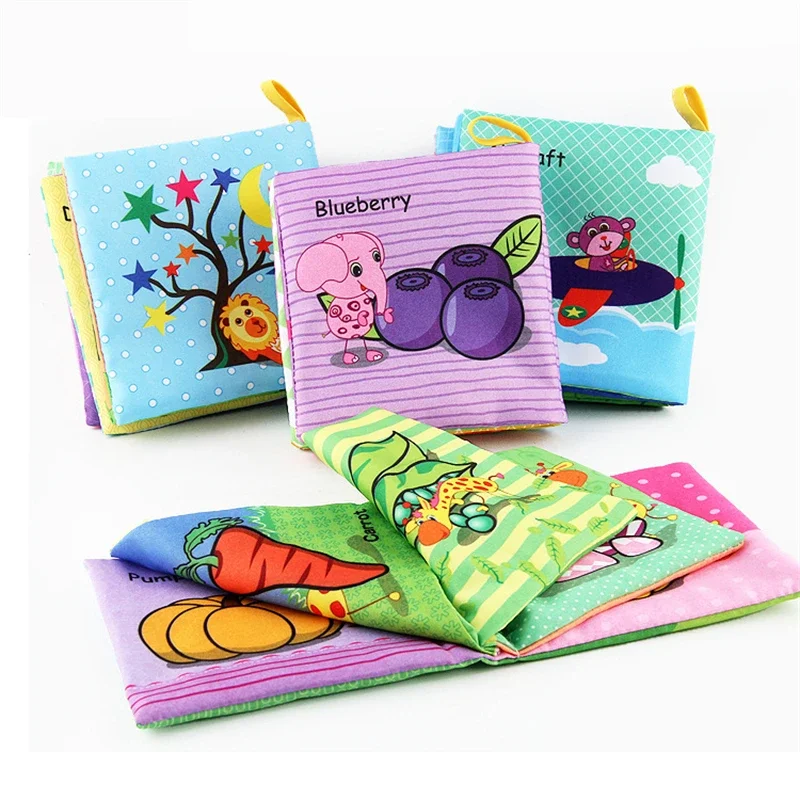 0-12Monthes Baby Cloth Book Fruits Animals Cognize Puzzle Book Infant Kids Early Learning Educational Fabric Books Toys игрушк 3