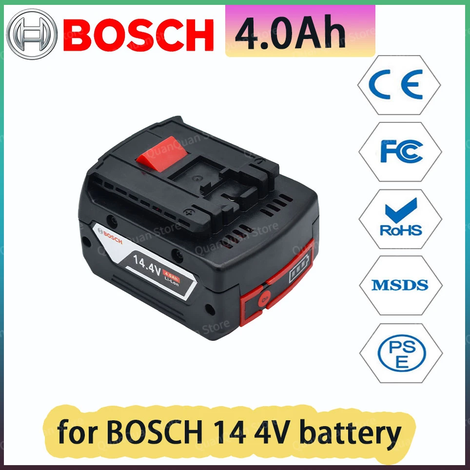 

For Bosch 14.4V 4.0Ah Rechargeable Battery 14.4V Power Tools GBH GDR GSR 1080 DDS180 BAT614G Backup Battery Charger Set