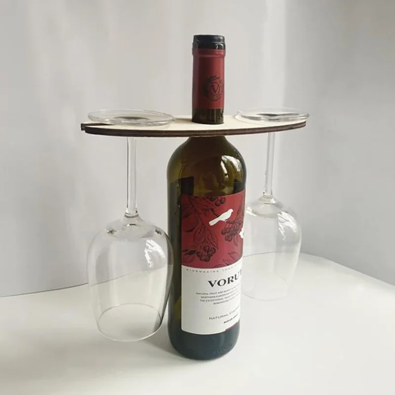 PortablePicnicTableWoodenWineBottleGlassHolderWineRackHoliday