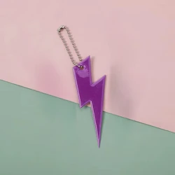 Colorful Lightning - Shaped Reflective Keychain Pendant (Purple)