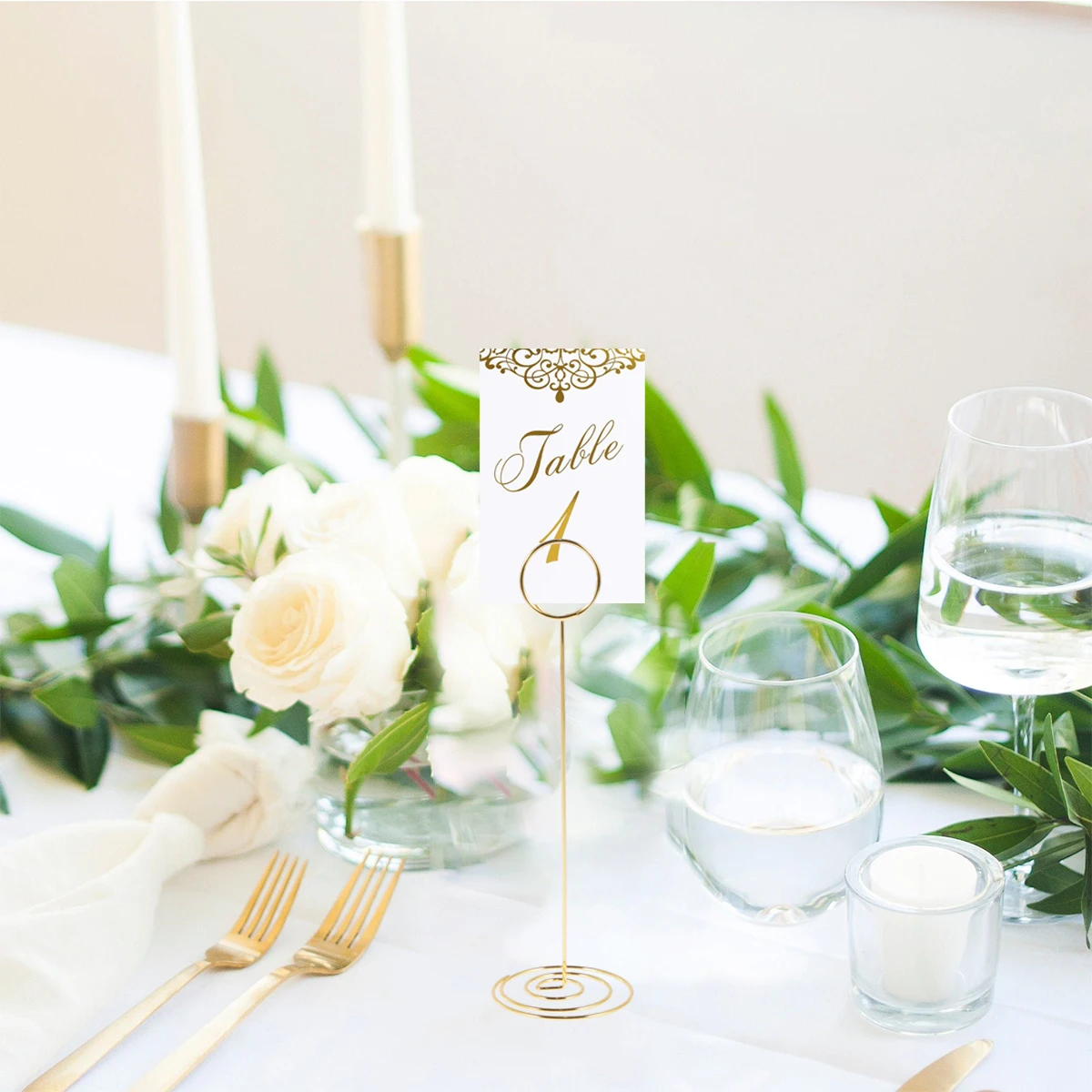 12Pcs Table Number Holders, 8.66inch Place Card Holders, Portable Round Shape Wire Picture Holders