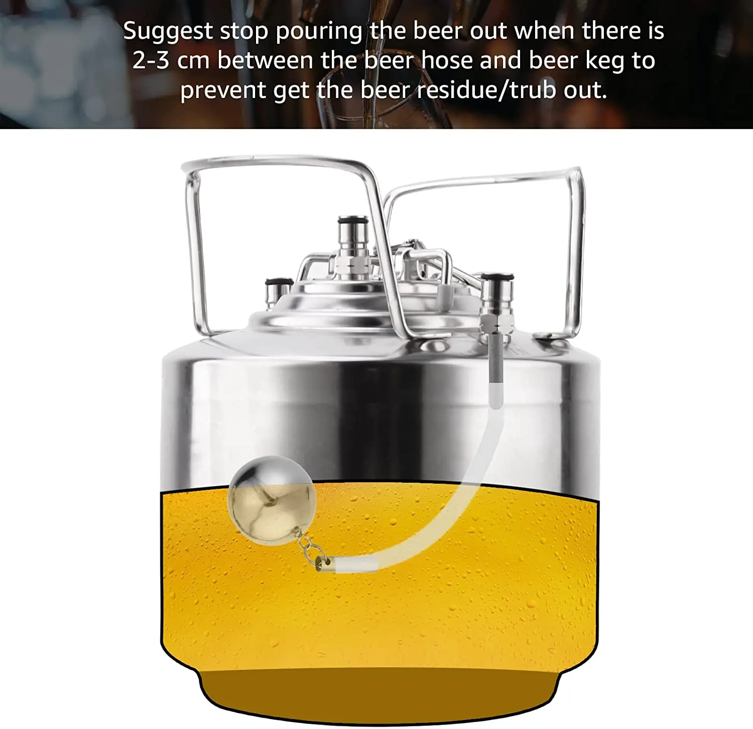 Beer Brewing Equipment Stainless Steel Ball Float For Conical And All Rounder Fermenter/Keg Beer Ball Float Kit (S.S & 80cm Dip Tube)