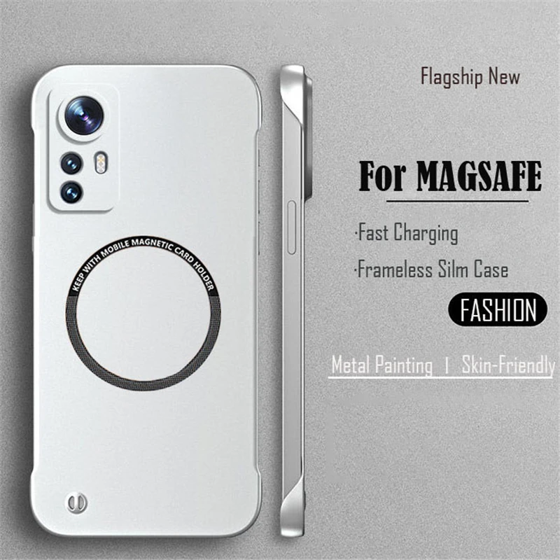 Luxury Ultra Thin Frameless Magnetic Phone Case with Matte Finish and Wireless Charging Compatibility