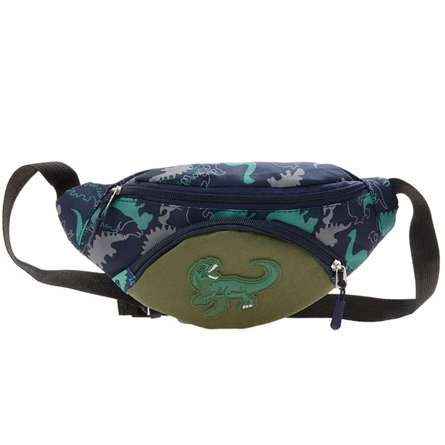 Kids Waist Bags Cartoon Dinosaur Print Outdoor Travel High Capacity Crossbody Zipper Bag Girl Boy Gift Children Chest Pouch Pack B green