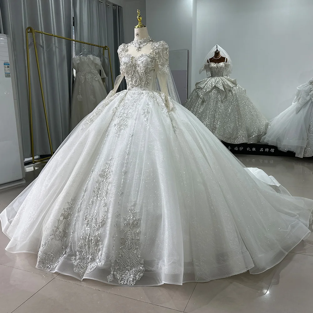 jancember 白 ウェディングドレス Jancember White Ball Gown Princess Wedding Dresses 2025 High Neck