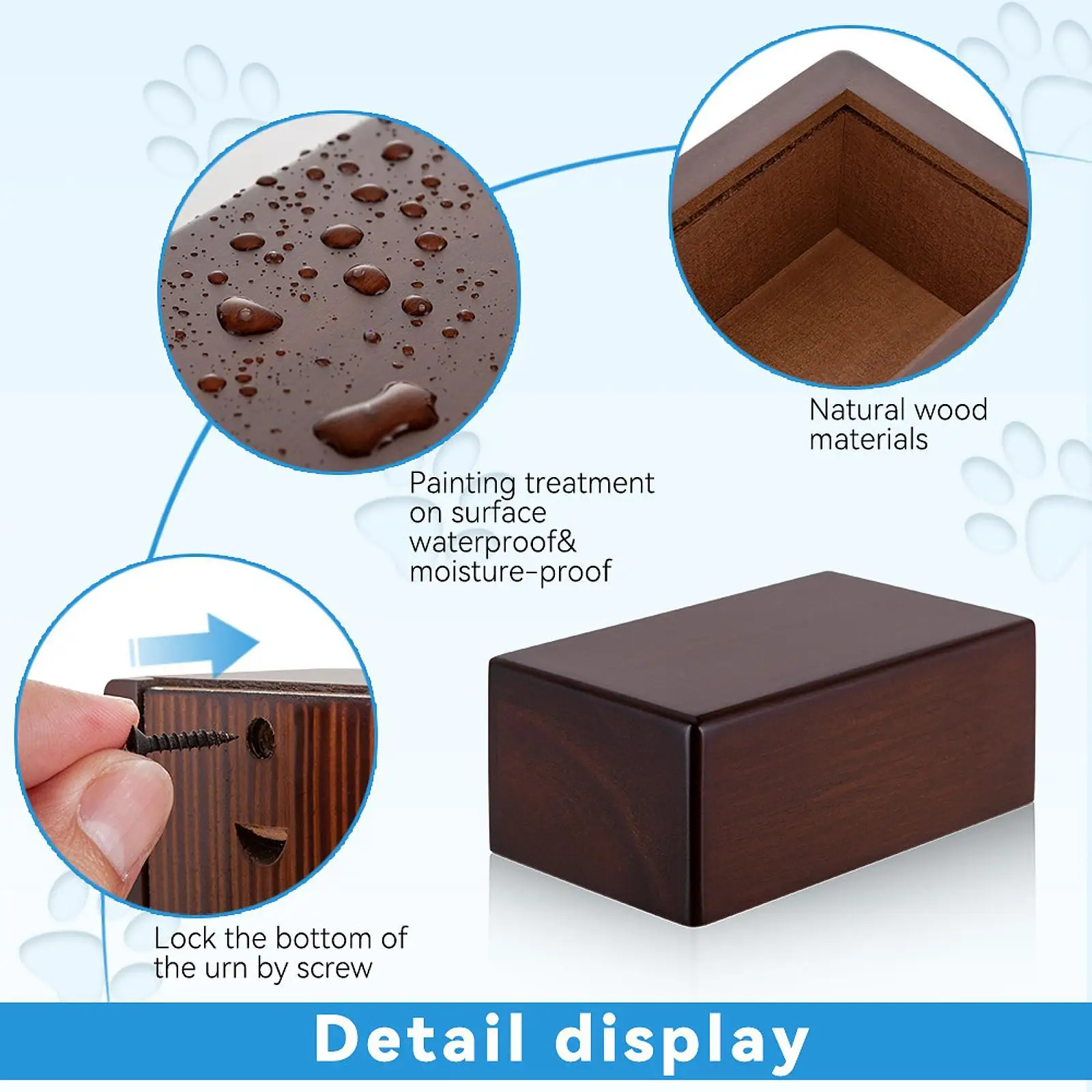Dog Ash Urn Ash Holder Funeral Solid Wood Urn Box Commemorative Pet Keepsake Memory Box Cinerary Casket for Rabbits Hamster