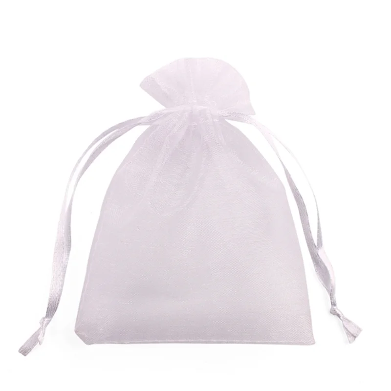 Solid Color Organza Gift Bags - Mesh Tulle Fabric Pouches for Weddings and Events (50/100pcs)