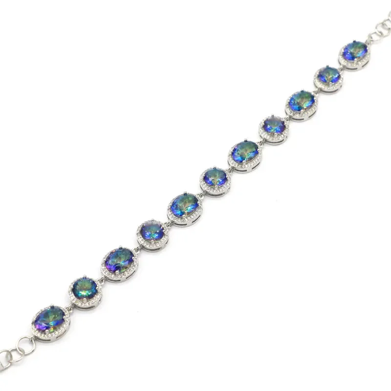 16g 925 SOLID STERLING SILVER Customized BRACELET Fire Rainbow Violet Topaz Changing Alexandrite Topaz Zultanitel Ladies Party 6