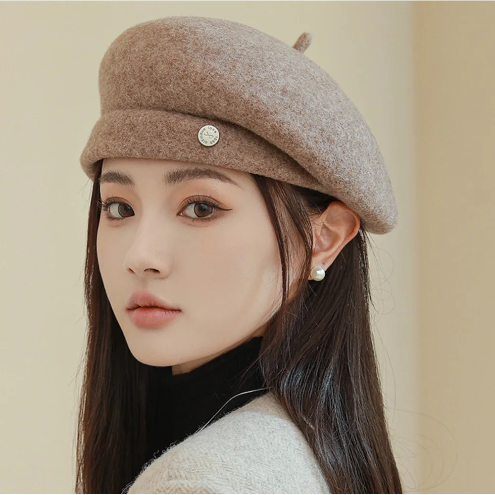 Neue leichte Luxus-Baskenmütze aus Wolle für Kinder, neuer koreanischer Herbst- und Winterstil, zeigt Gesicht, kleine Mode, Malerhut, britischer Retro-Knospenhut_voghion.com