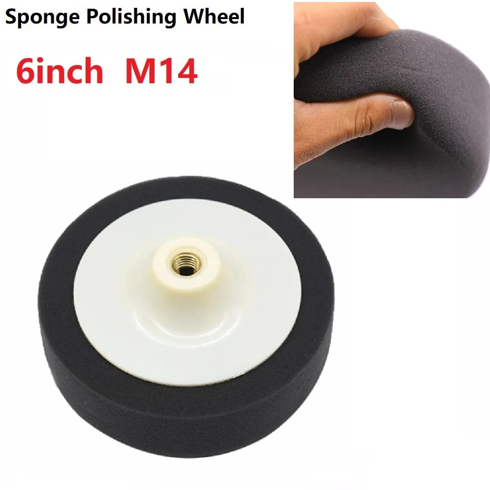 

For Car Polishing Sponge Heads Replacement Roundness Sponge Foam Standard Compounding 150mm 1pcs 6inch Accessories Black Durable