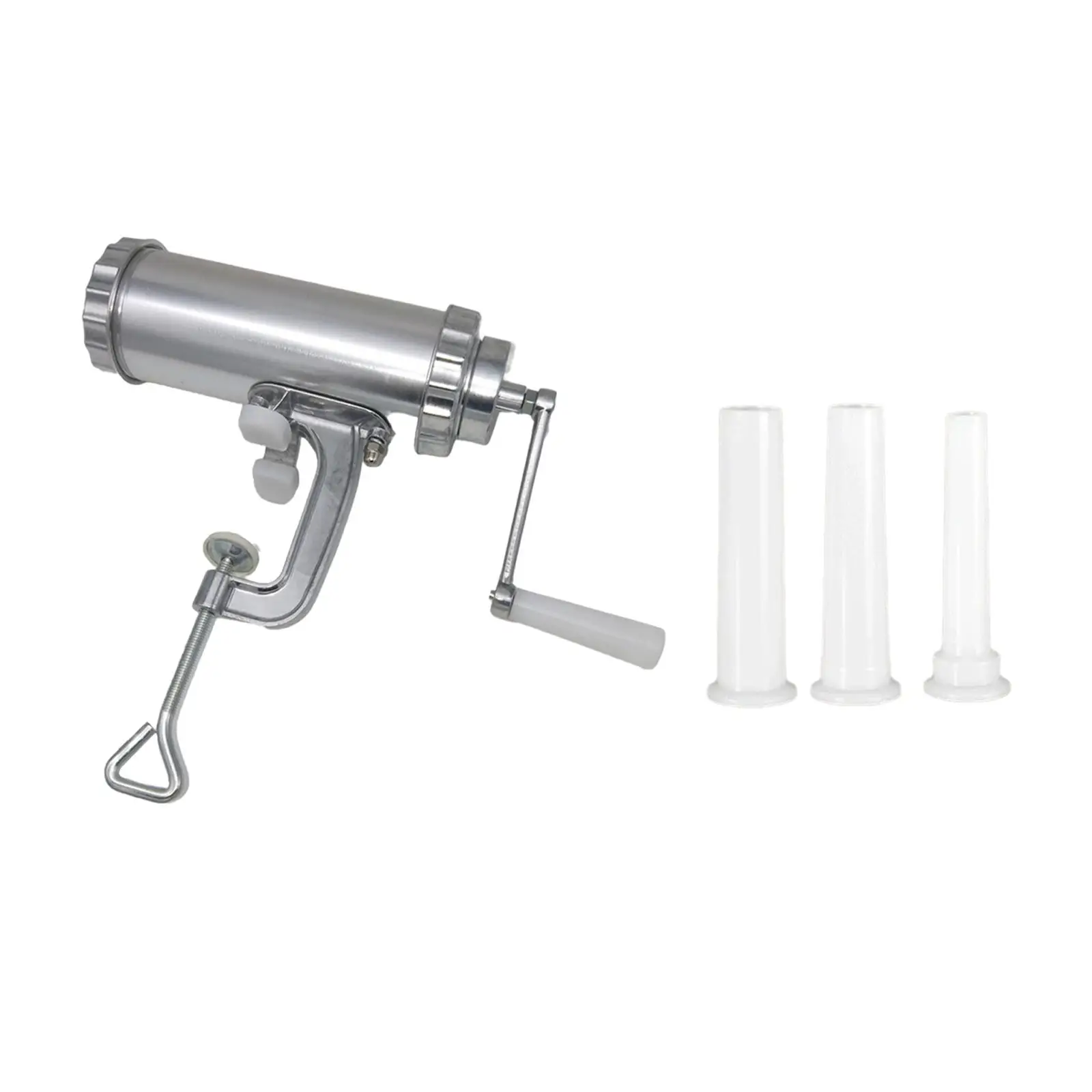 Manual Sausage Stuffer Meat Grinder Aluminum Kitchen Meat Filling with 3 Filling Nozzles for Meat Hot Dogs Beef Bratwurst Chilli