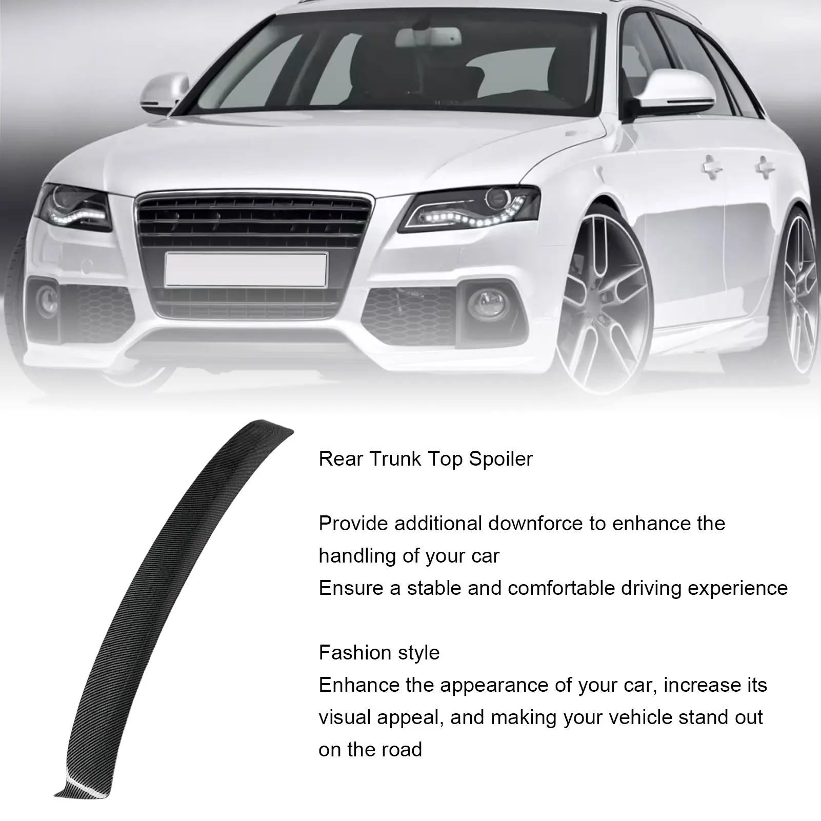 Car Rear Roof Spoiler Trunk Roof Spoiler Wing Sporty  Rear Top Spoiler Tail Trunk Wing Replacement for  B8 2008–2016