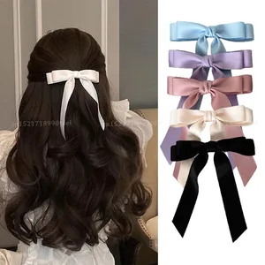 Fashion Fabric Hair Bow Hairpin for Women Girls Ribbon Hair Clips Black White Bow Top Clip Female Hair Accessories