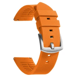 Universal Silicone Watch Strap - Premium Replacement Band for Smartwatches (20mm/22mm) (Orange)