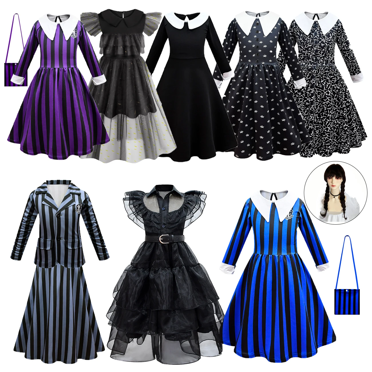 Mercoledì Addams Cosplay per Costume Ragazza 2023 Nuovi vestidos per  bambini Ragazze Mesh Party Abiti Costumi di Carnevale 3-10 anni