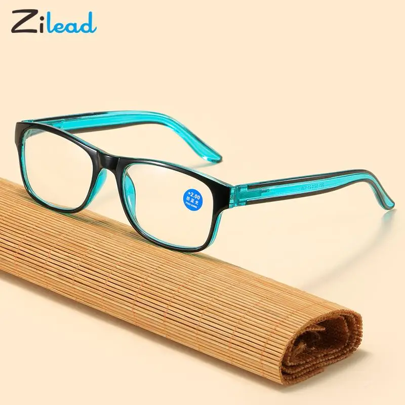 

Zilead Anti Blue Light Reading Glasses Fashion Women Men Clear Sqaure Computer Presbyopic Eyeglasses Spring Legs Frame Eyewear