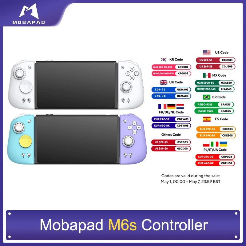 Controlador móvel para Nintendo Switch, Joystick Ajustável, Controlador de Efeito Hall, Vibração Hd, 6-Axis Gyro JoyPad, M6s