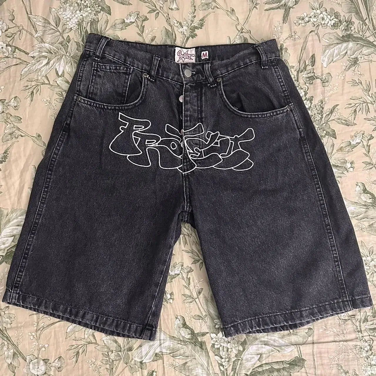 PROTECT Shorts Y2K Pants Gothic Hip Hop Letter Embroidery Retro Black Baggy Denim Gym Shorts Mens Womens New Basketball