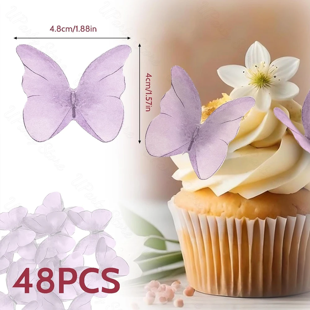 100 Decorazioni Per Torte A Farfalla 3D - Kit Compleanno Con Topper In Carta Rosa, Viola E Oro, Dimensioni Miste