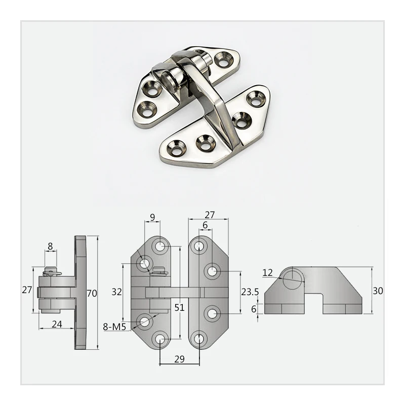 Heavy Duty Marine Grade 316 Stainless Steel Boat Locker Hinge with Removable Pin Machinery Equipment Ships Yachts Hinges