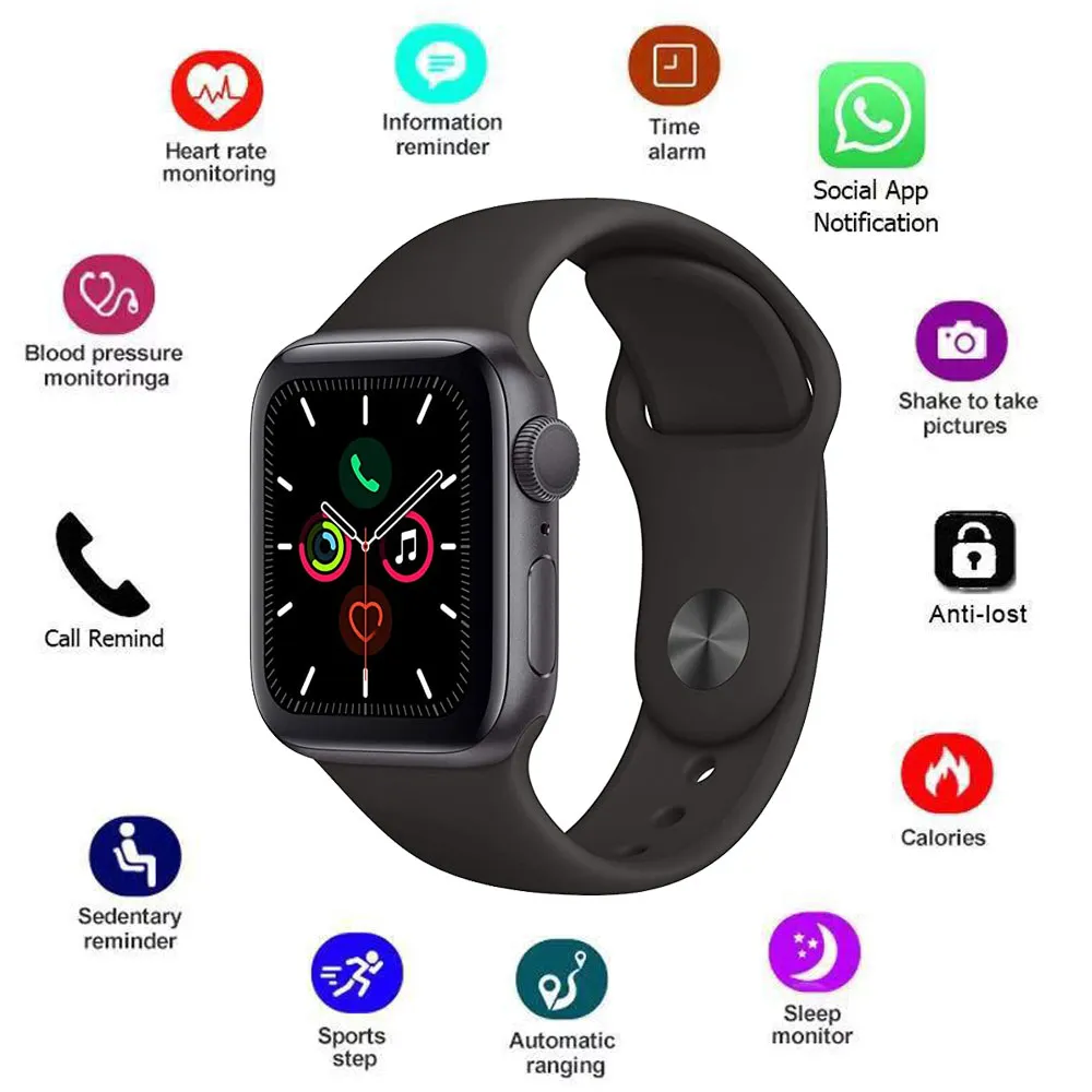 100 Original Apple Watch Series 4 Nike Black Sport Men s Smartwatch Smart Fitness Watch 44MM