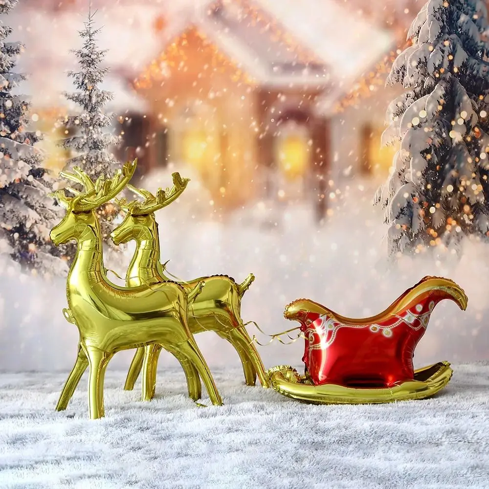

Christmas Standing Elk Foil Balloons with Sled Xmas Reindeer Inflatable Standing Globos Stand By Air 4D Cute