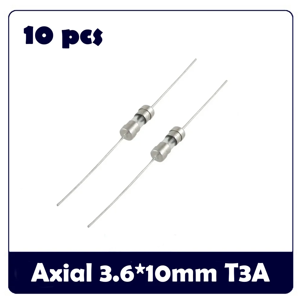Axial Lead Glass Fuse 10 PCS 3.6*10mm Slow Blow 0.5A 1A 1.5A 2A 2.5A 3A 3.15A 4A 5A 6.3A 8A 10A 12A 15A 250V glass fuse kit