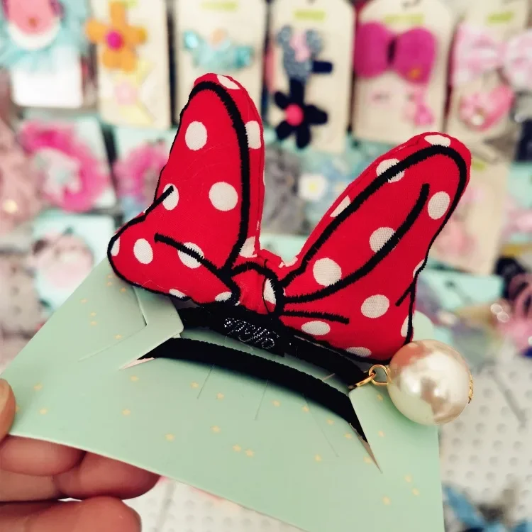 Disney Princess Hair Accessories Minnie Ears Bow Hair Hoop Head Rope Rubber Band Hoop