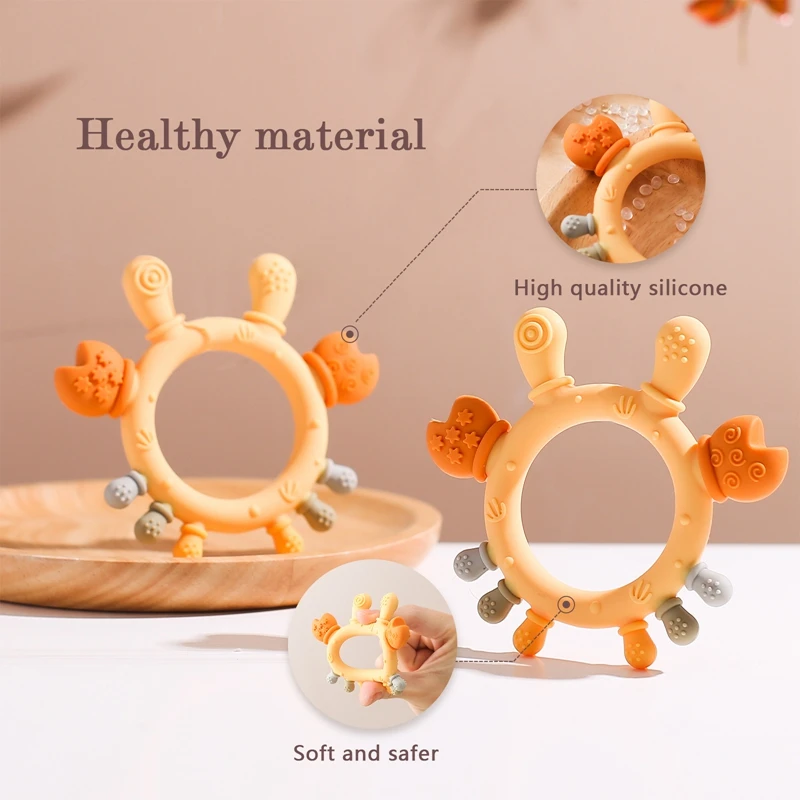 Baby Silicone Teethers Cartoon Crab Toy Newborn BPA Free Food Grade Animal Teether Infant Tactile Training Toys Kid Teething Toy 2
