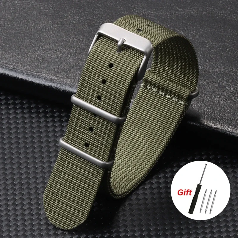 Men's Military Sport Ribbed Nylon Watch Strap - Braided Fabric Band Accessories