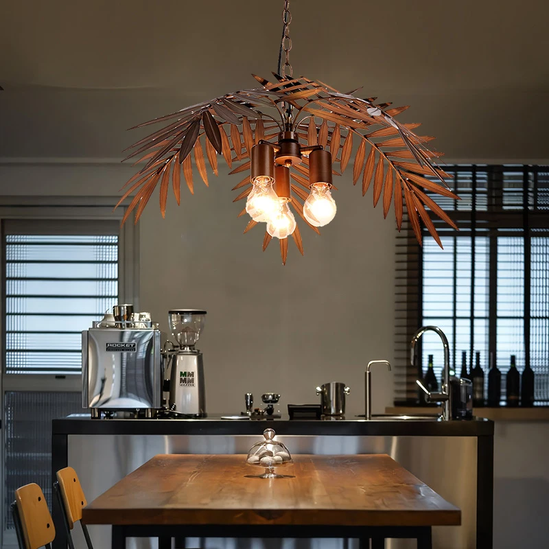 Retro tropical coconut leaf ceiling lighting E27/E26 unique rustic tree lamp living room bedroom cafe restaurant chandelier