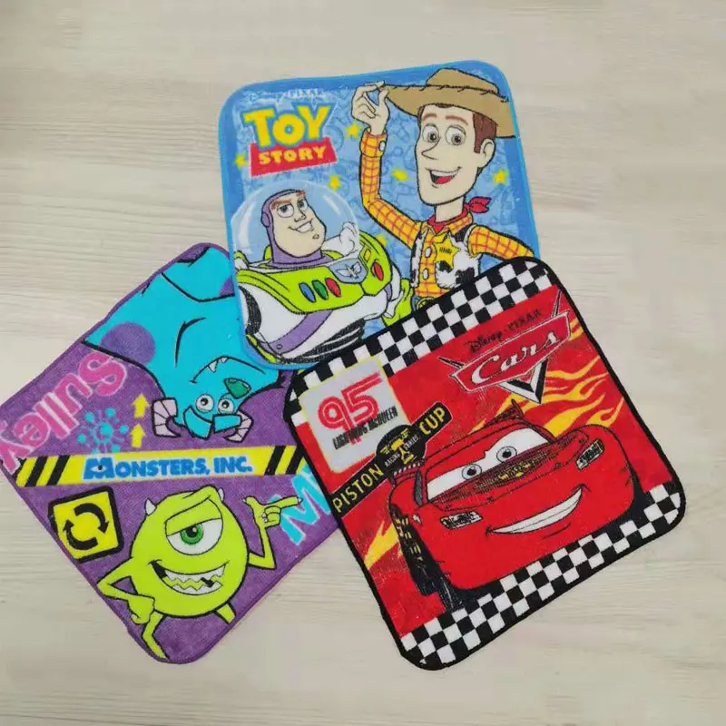 Disney Cartoon Towel McQueen Cars Toy Story Baby Boy Wash Face Hand Towel Adult Square Handkerchief 20x20cm Dropshipping