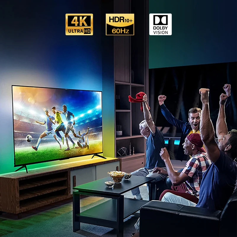 TV 주변 백라이트 컬러 실시간 동기화 LED 조명 스트립, 4K HDMI 호환 2.0 장치 싱크박스 조명 키트, 40-85 인치