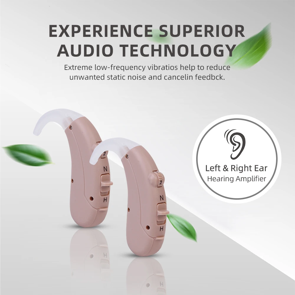 BTE Hearing Amplifier Adults Seniors Hearing Assist Sound Device Earbuds Voice Enhancer PASD
