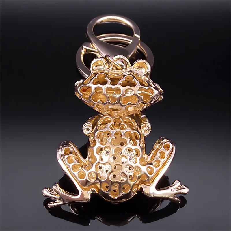 かわいいクリスタルのカエルの形をしたキーホルダー,合金,ライン
