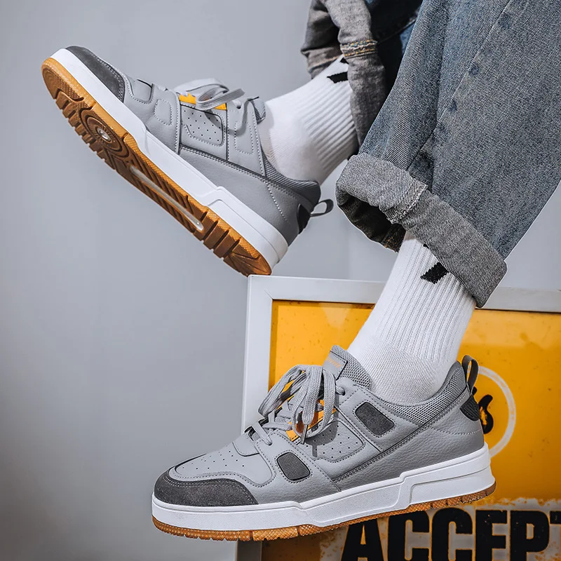 New Casual Shoes Spring Fashion Color Matching Sports Shoes Hot Sale Men's White Shoes Vulcanized Shoes Men's Shoes