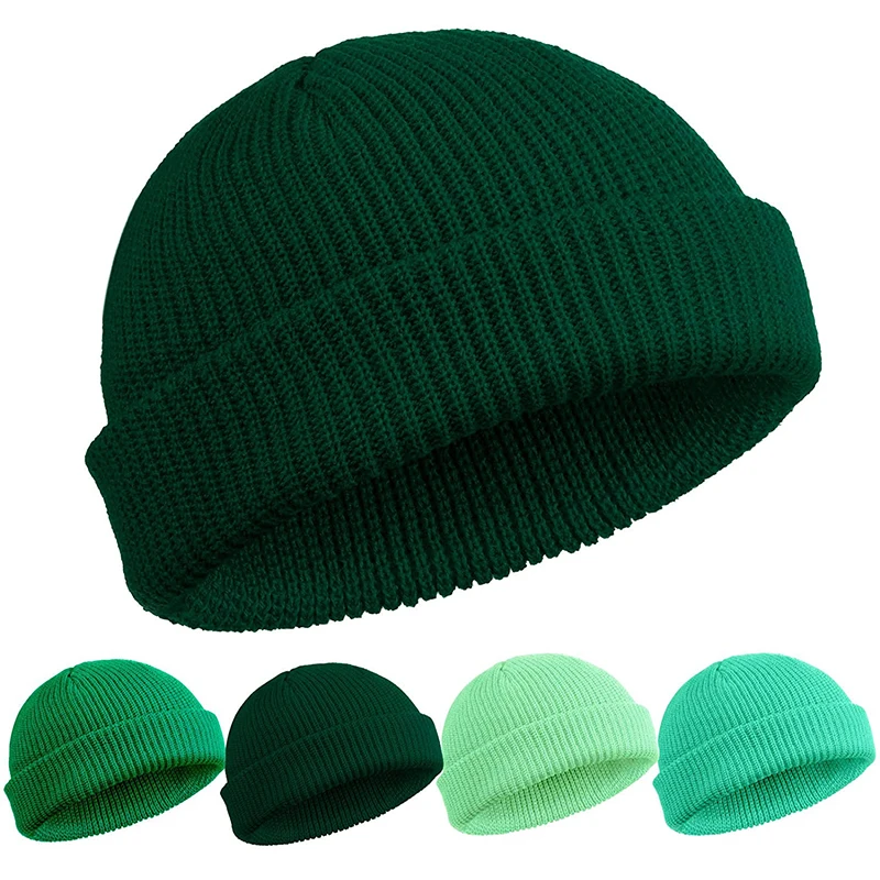 

Fashion Men Beanie Knit Hats Boy Skullcap Sailor Caps Cuffs Retro Navy Short Hat Solid Color Unisex Winter Warm Cap Roll-up Edge