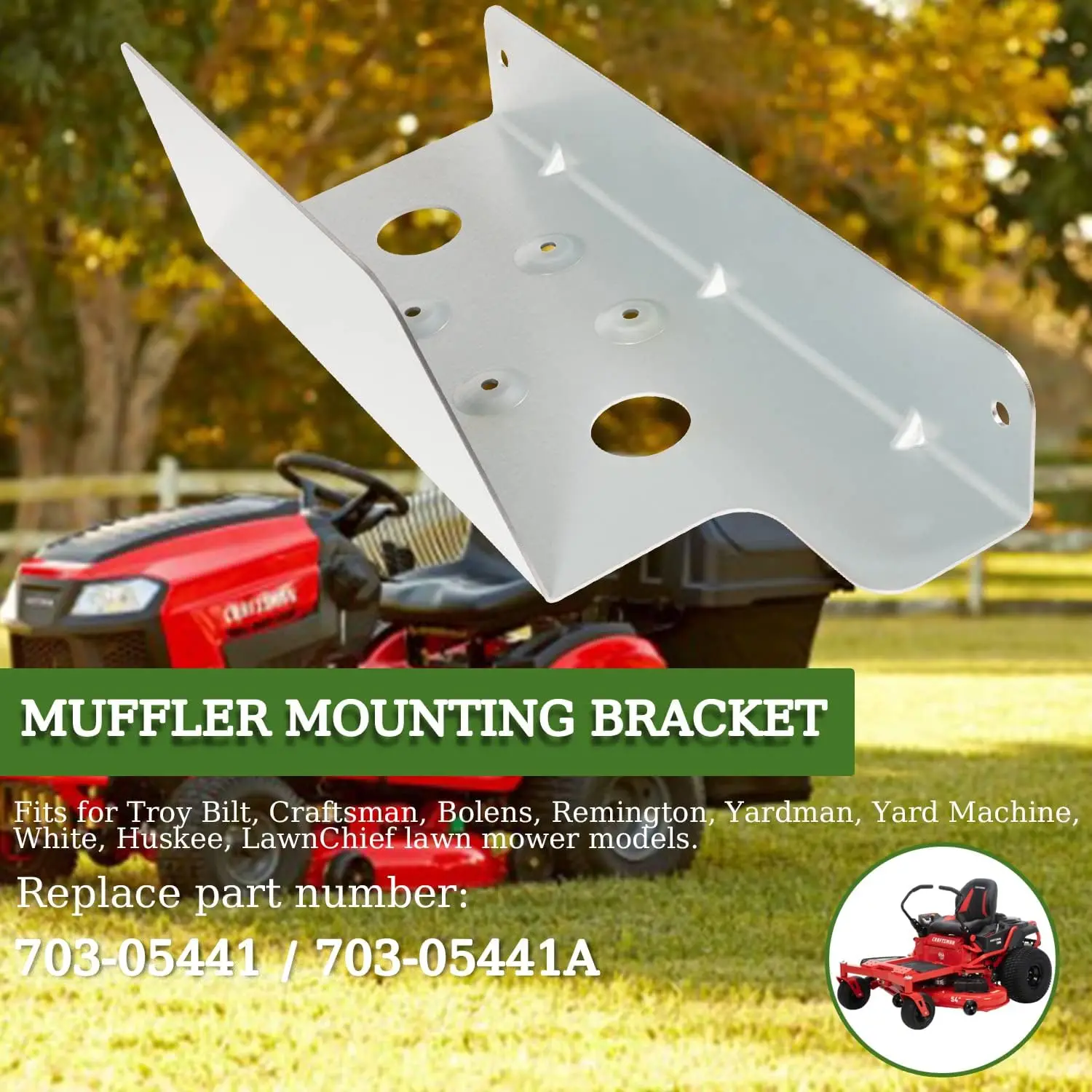 TML 703-05441A Muffler Mounting Bracket Replacement for Craftsman Troy Bilt Murray RZT 17 22 42 50 54 50KW 54KW 50VT Lawn Mower