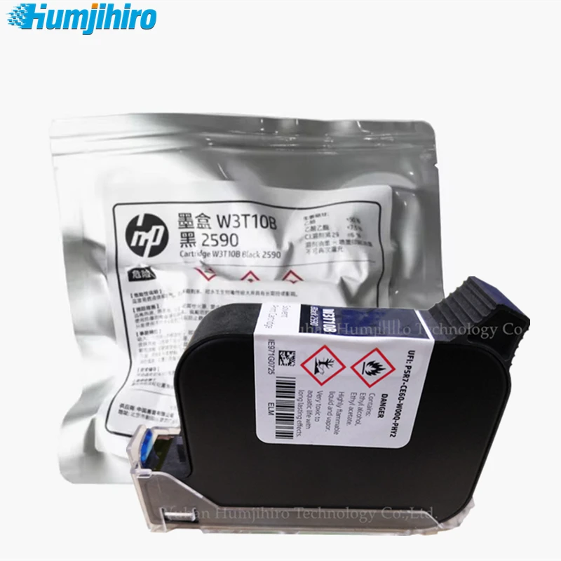 Original 2590 for HP W3T10B Ink Cartridge Handheld Inkjet Printer Cartridge Solvent Black Quick-drying Ink Cartridges