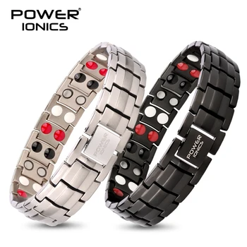 Power Ionics 남성용 100% 티타늄 공, 큰 음이온 FIR, 마그네틱 게르마늄 공, 혈압 액세서리, 매력 팔찌, 보석 선물, 4in 1