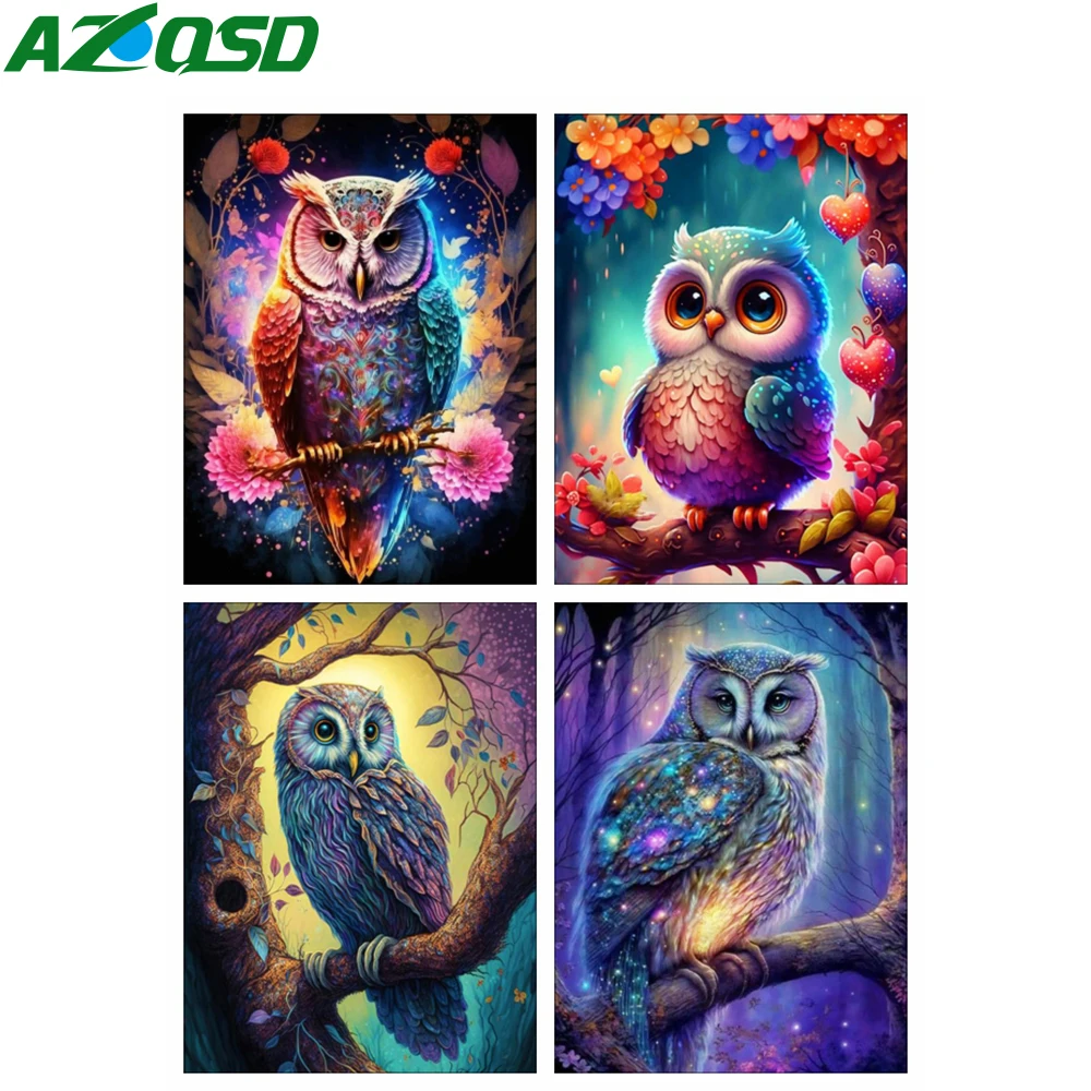 

AZQSD 5d Diy Бриллиантовая вышивка сова водяной бриллиант 30x40cm вышивка продажа животных вышивка круглые бриллианты
