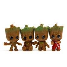 

4pcs/set of Guardians of The Galaxy Flower Pot Groot Doll Hand-made Ornaments Q Version Cute Baby Tree Man Model Doll Toy