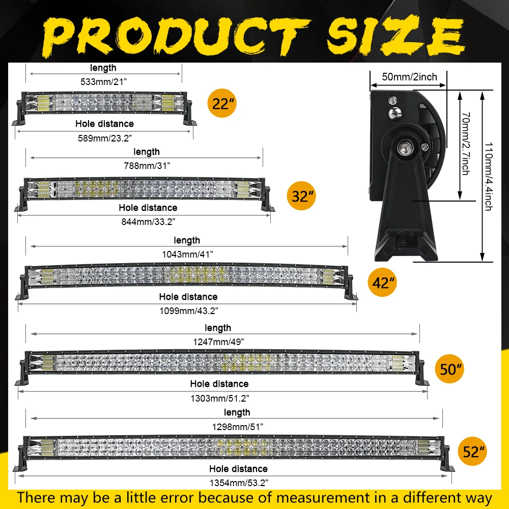 Willpower Gebogen LED-lichtstrip 52 Inch – 675W, IP67, Voor Off-road Voertuigen, Trucks En ATV's