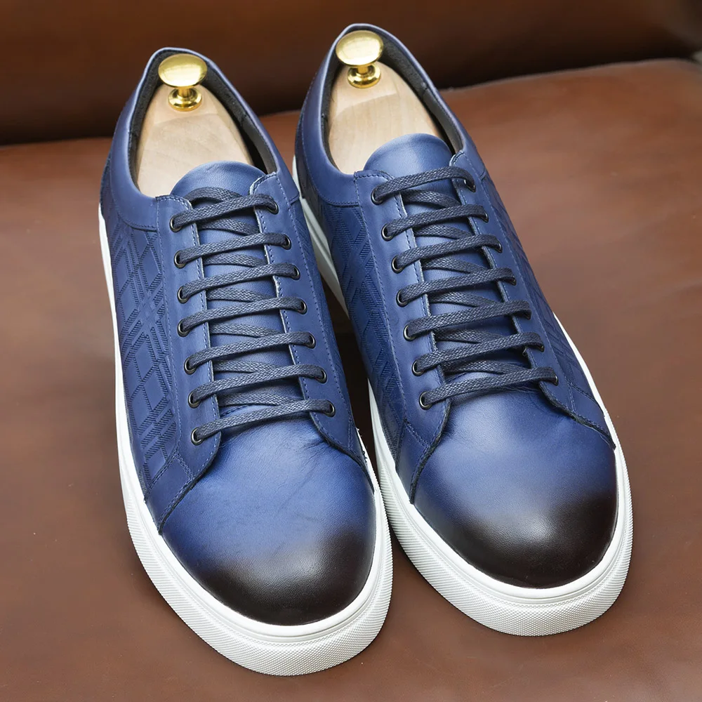 PAUL & SHARK 🇮🇹 MEN'S BLUE LEATHER SNEAKERS – Euro Shoes Emporium