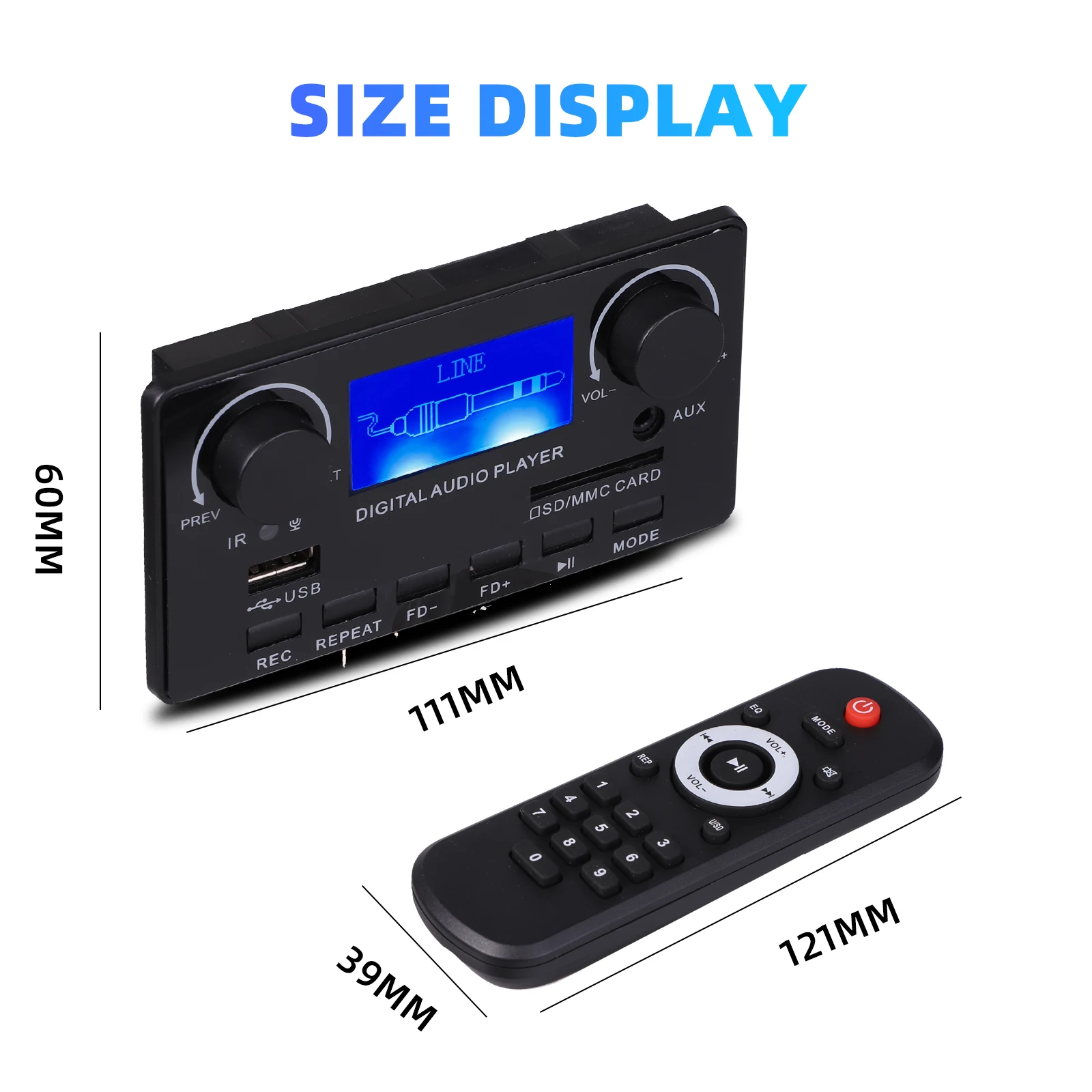 Placa Decodificadora Mp3 com Bluetooth 5.0 Receptor de Áudio Ape Flac Suporte Hands Gravação Rádio Letras Display dc 12v Lcd - Image 4