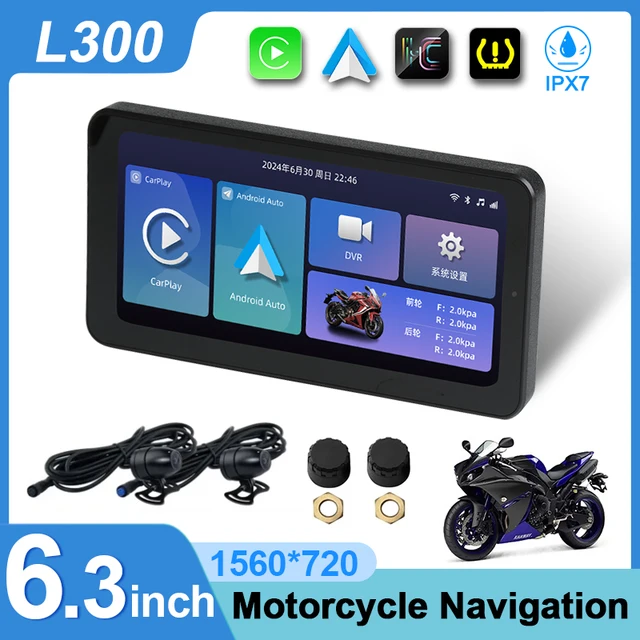 6.3inch Motorcycles GPS Navigation Screen Wireless CarPlay Android Auto Smart Player IP67 Waterproof Moto DVR Monitor