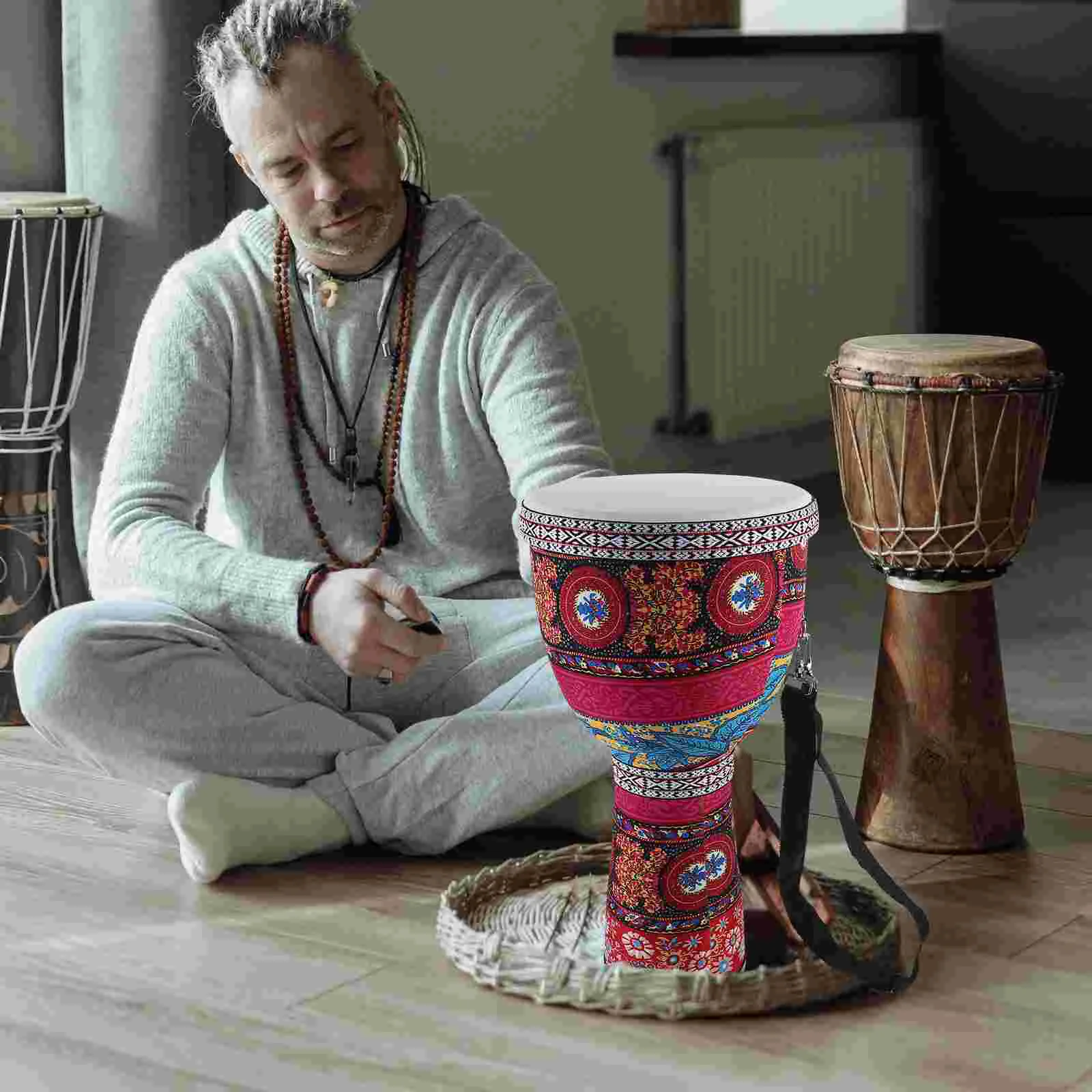 8Pcs African Drum Djembe Kids Toy Hand Drums For Percussion Instrument With Strap Safe Material Large Head Size Musical